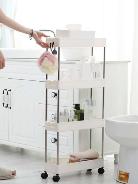 Kitchen Small Gap Storage Rack Four-story Kitchen Narrow Cabinet Living Room Floor Partition Frame Home Bathroom Cabinet